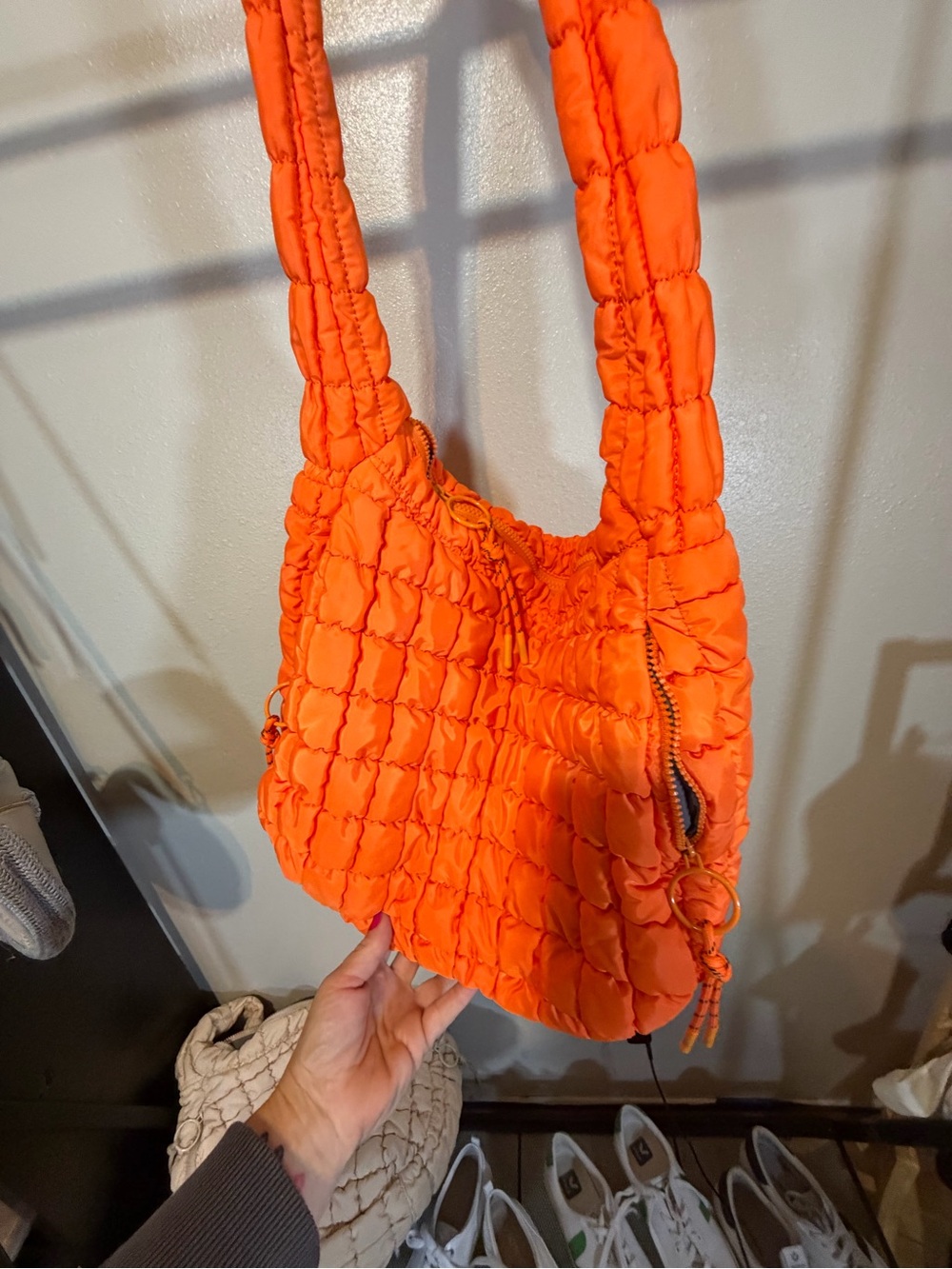 Urban Expressions Orange Quilted Hobo Shoulder Bag - Picture 4 of 10